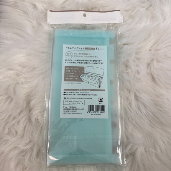 6-Pocket Document File with Index Card. Translucent. Blue-Green. Slim Type - Picture 6 of 8